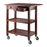 Winsome 94734 Jonathan 2 Drawer Rolling Kitchen Cart in Walnut Winsome