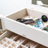 Hives & Honey Chelsea Standing Jewelry Armoire Cabinet, Jewelry Storage Organizer with Top Flip Mirror, 2 Doors, 7 Drawers, Jewelry Chest Armoire, Jewelry Box for Necklace, Earring, Bracelet, White Hives and Honey