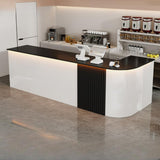 LITFAD L-Shape Reception Desk with Locker, Filing Cabinet, Manufactured Wood Checkout Counter Modern Counter for Office, Lobby, Beauty Salon, Store, White-Black - 71" L x 19.5" W x 35.5" H LITFAD