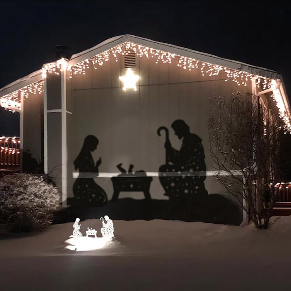 Doesen Metal Nativity Scene Outdoor Christmas Decorations, 17” Silhouette Outdoor Nativity Set, Weather Resistant Outside Yard Stakes for Yard Patio Lawn Garden Pathway Doesen