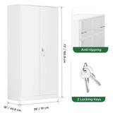 Greenvelly Metal Garage Storage Cabinet, 72” Lockable Storage Cabinet with 2 Doors and Adjustable Shelves, Steel Tool Cabinets, White Metal File Cabinet for Home Office, Garage (36" W x 18" D) Greenvelly