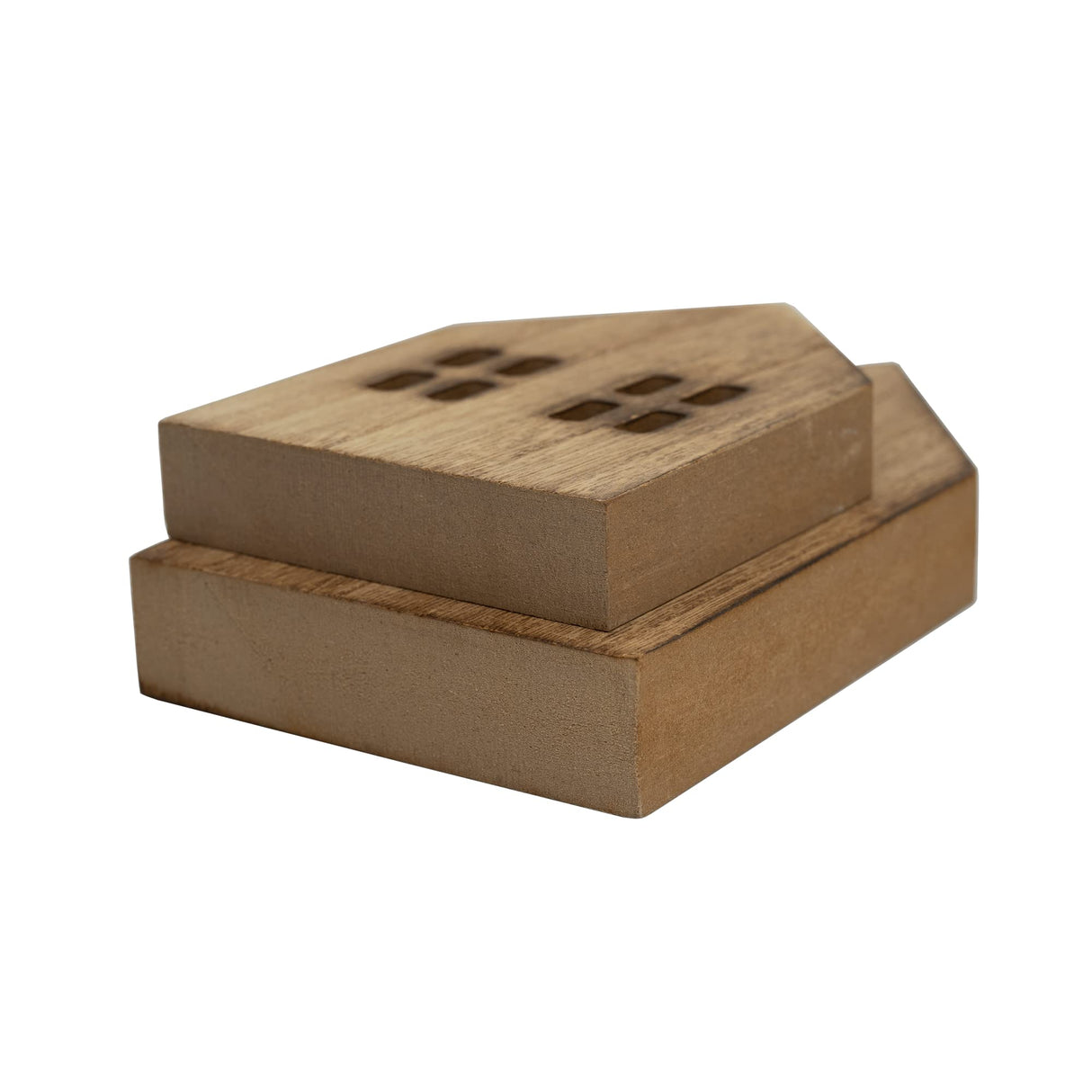 TFoRibbon House Shaped Wooden Sign Block Farmhouse Home Sign Tiered Tray Decor 2 Pack (Brown) Melostu