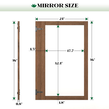 Wiserset Farmhouse Bathroom Mirror 24 x 36 Brown Mirror for Wall Wood Mirrors Decorative for Over Sink Bedroom Living Room Entryway