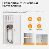 INTERGREAT Metal Wardrobe Closet - 72" Bedroom Armoires with Lock, Storage Locker with Adjustable Shelves and Removable Hanging Rods (White) INTERGREAT