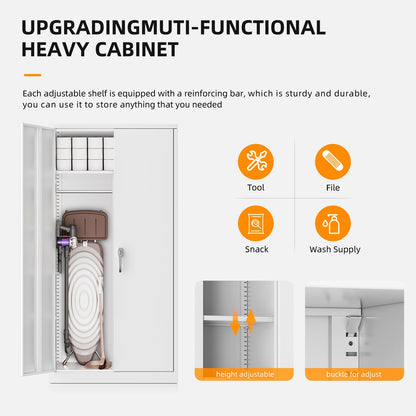 INTERGREAT Metal Storage Cabinet, 72" Armoire Wardrobe Closet with Doors, Storage Locker with Adjustable Shelves and Removable Hanging Rods (White) - WoodArtSupply