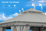 ABCCANOPY 8'x8' Outdoor Gazebo, Double Roof Patio Gazebo with and Shade Curtains, Light Gray ABCCANOPY