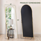 Arched Mirror Full Length, 16"x59" Body Wall Mirrors with Shatter-Proof Glass, Floor Standing, Hanging or Leaning, Tall Arch Mirror with Stand Aluminum Alloy Frame for Bedroom Cloakroom Zibbizo