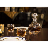 Glacier Mountain Whiskey Glasses and Liquor Decanter set | 4 Crystal Bourbon Glasses with Matching Whiskey Decanter on beautiful wood tray | Ideal Bourbon Gifts for Women & Men, Whiskey Decanter Sets The Wine Savant