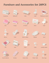 ROBOTIME Doll House Wooden Dollhouse for Kids 3 4 5 6 Years Old, Doll House w/28PCS Furniture Plastic, for 3.3”Dolls, Birthday Presents for Toddler 3+ ROBOTIME