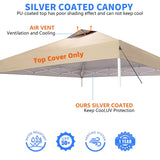 Jorohiker 10x10 Canopy Replacement Top Cover,Pop Up Canopy Tent Top with Air Vent Ropes, Waterproof Sunshade Silver Coated Oxford Cloth for Outdoor Garden Patio Picnic Camping(Top Only,301 * 301cm) Jorohiker