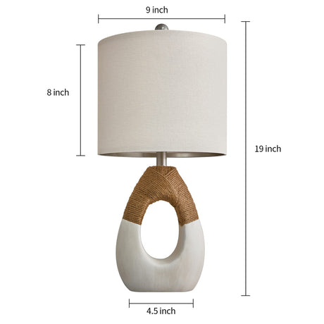 OYEARS Boho Table Lamps Bedroom Living Room Set 2 Small Farmhouse Rattan Table Lamp 19”Rustic Home Decoration Nightstand Bedside Lamp for Office Compatible with Smart Light Bulbs(Not Include Bulbs) OYEARS