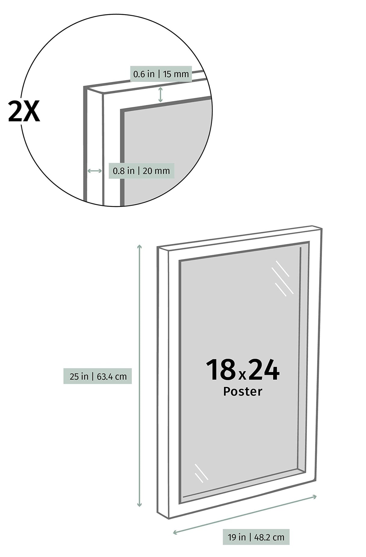 Opposite Wall - 18x24 in - Natural Solid Oak Wood Picture Frame - Lightweight, Versatile & Shatterproof - Wall Hanging Poster or Photo Frame - Wall Decor for Office, Gallery & Home Opposite Wall