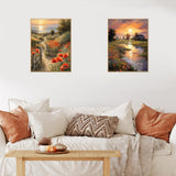 2 Pack Paint by Numbers Kit for Adults - Landscape Flowers Sunset Paint by Number for Beginner DIY Adult Paint by Number Kits on Canvas,Oil Number Painting Kits for Home Decor 12x16 inch Kaixine