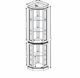 CKEASEAN 70" Curio Corner Cabinet, Lighted Glass Display Cabinet, Curio Cabinet with Tempered Glass Door, China Corner Display Cabinet Inclued Bulb, Rack for Living Room (White, 15.3"L 15.3"W 70"H) CKEASEAN
