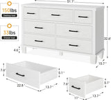 IDEALHOUSE Dresser for Bedroom with 7 Drawers, Modern Chest of Drawers Closet with Metal Handle, Wooden Dresser Organizer, for Bedroom, Living Room, White IDEALHOUSE