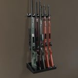 ikkle Gun Rack, Wooden Rifle Racks, Indoor Gun Rack, Wall Mount Rifle Storage Gun Display Holder for Home Office - Holds up to 5 Long Guns ikkle