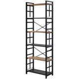 HOMBAZAAR 6-Tier Industrial Bookshelf with Metal Frame in Rustic Brown HOMBAZAAR