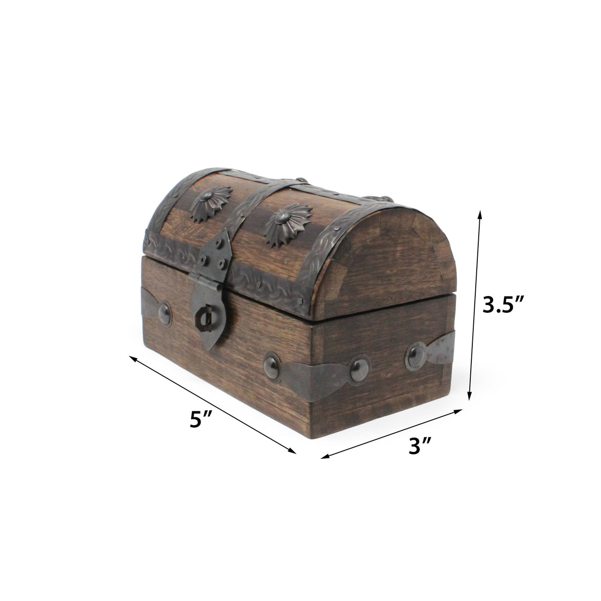 Nautical Cove Treasure Chest Keepsake and Jewelry Wood Box - Toy Treasure Box (5 x 3 x 3.25) Nautical Cove