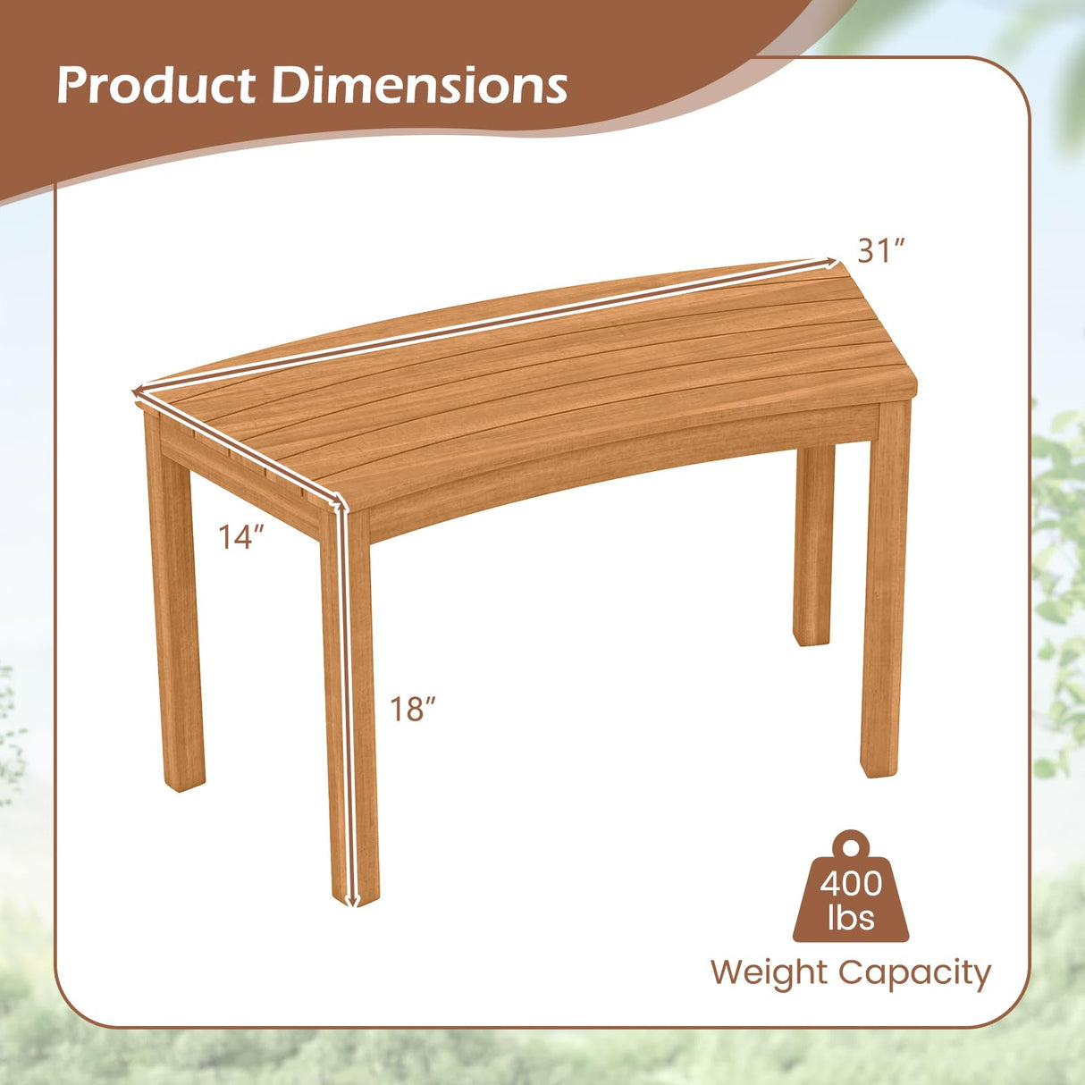 HAPPYGRILL Acacia Wood Outdoor Curved Bench, Fire Pit Bench with Slatted Seats, Tree Benches Wrap Around for Patio Garden Backyard, 400 lbs (3) HAPPYGRILL
