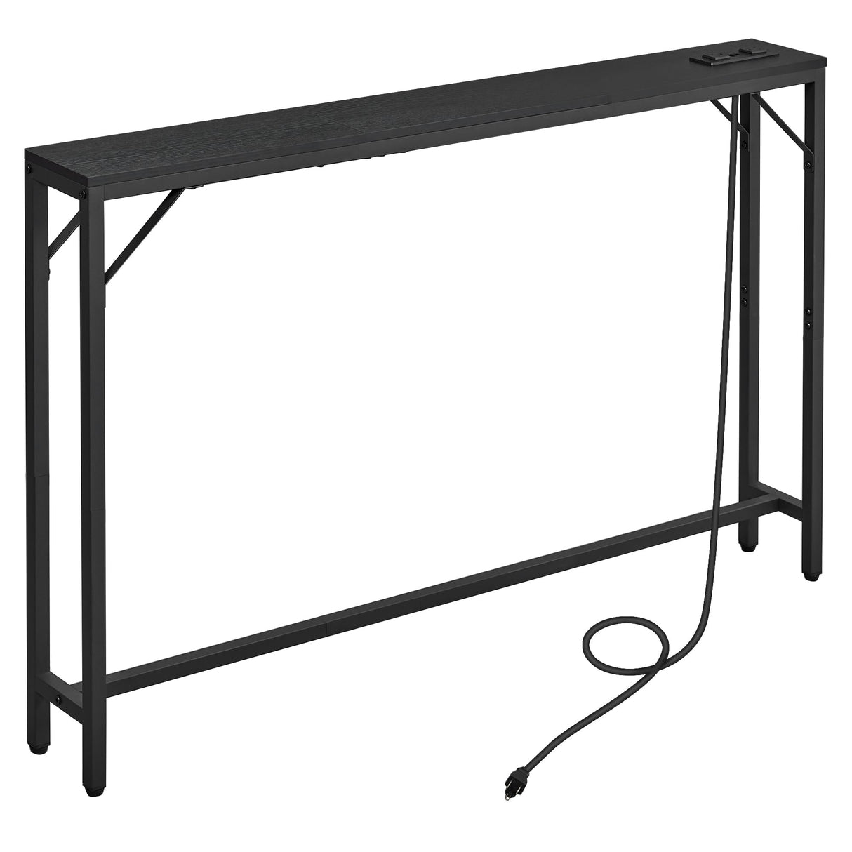 HOMCENES 5.9" Narrow Console Sofa Table with Power Outlets and USB Ports, Skinny Sofa Table with Charging Station, Slim Behind Couch Table, Entryway Display Shelf, for Living Room HOMCENES