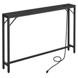 HOMCENES 5.9" Narrow Console Sofa Table with Power Outlets and USB Ports, Skinny Sofa Table with Charging Station, Slim Behind Couch Table, Entryway Display Shelf, for Living Room HOMCENES