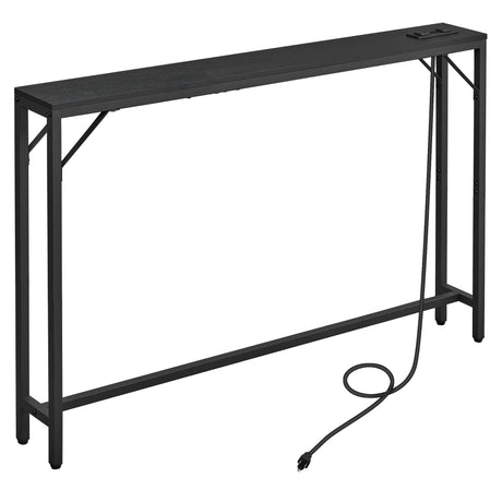 HOMCENES 5.9" Narrow Console Sofa Table with Power Outlets and USB Ports, Skinny Sofa Table with Charging Station, Slim Behind Couch Table, Entryway Display Shelf, for Living Room HOMCENES