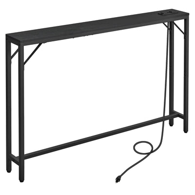 HOMCENES 5.9" Narrow Console Sofa Table with Power Outlets and USB Ports, Skinny Sofa Table with Charging Station, Slim Behind Couch Table, Entryway Display Shelf, for Living Room