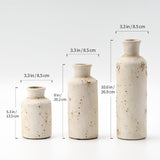 SIDUCAL Ceramic Rustic Farmhouse Vase Set of 3, Whitewashed Terracotta Vase, Pottery Vase,Clay Decorative Vases for Home Decor, Living Room, Shelf, Mantel Decoration(Rustic White) SIDUCAL