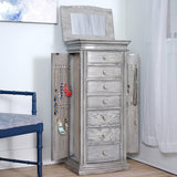 Hives and Honey Landry Smoke Grey Jewelry Armoire Standing Cabinet with Mirror and Necklace, Earring, Bracelet Storage Hives and Honey