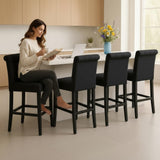 DM Furniture Counter Height Barstools Set of 4, 26 Inch Farmhouse Bar Stools Modern Velvet Upholstered Dining Chair for Home Pub/Bistro/Kitchen Island/Breakfast Bar, Black DM Furniture