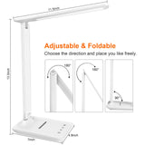 karidi LED Desk Lamp Dimmable Table Lamp Reading Lamp with USB Charging Port, 5 Lighting Modes, Sensitive Control, Foldable Portable Desk Light for Home Office Bedroom Reading (White) karidi