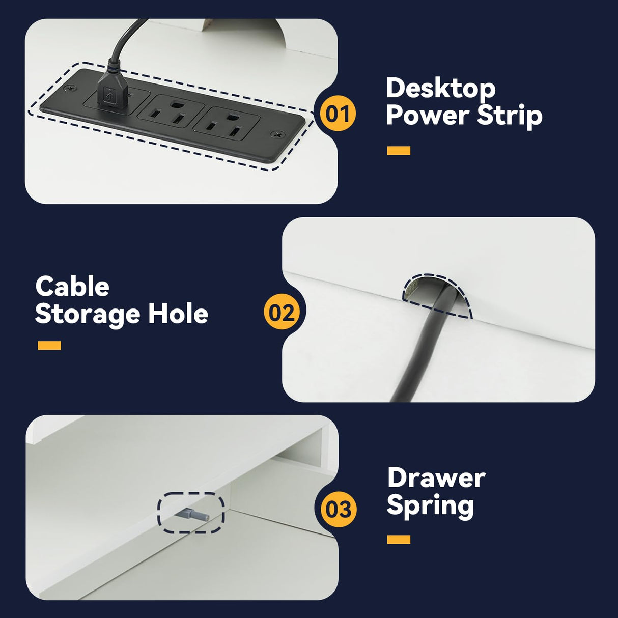 Breezestival 47" High-Glossy LED Coffee Table with 2 Sliding Drawers, Living Room Storage Coffee Tables, Modern Stylish Double-Layer Center Tables with LED Lights, White Breezestival