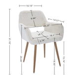 KCC Furry Desk Chair, Mid-Century Modern Accent Comfy Armchair with Faux Fur for Teen Girls, Wood Look Metal Legs Living Dining Room, Home Vanity Makeup Office No Wheel, White. KCC