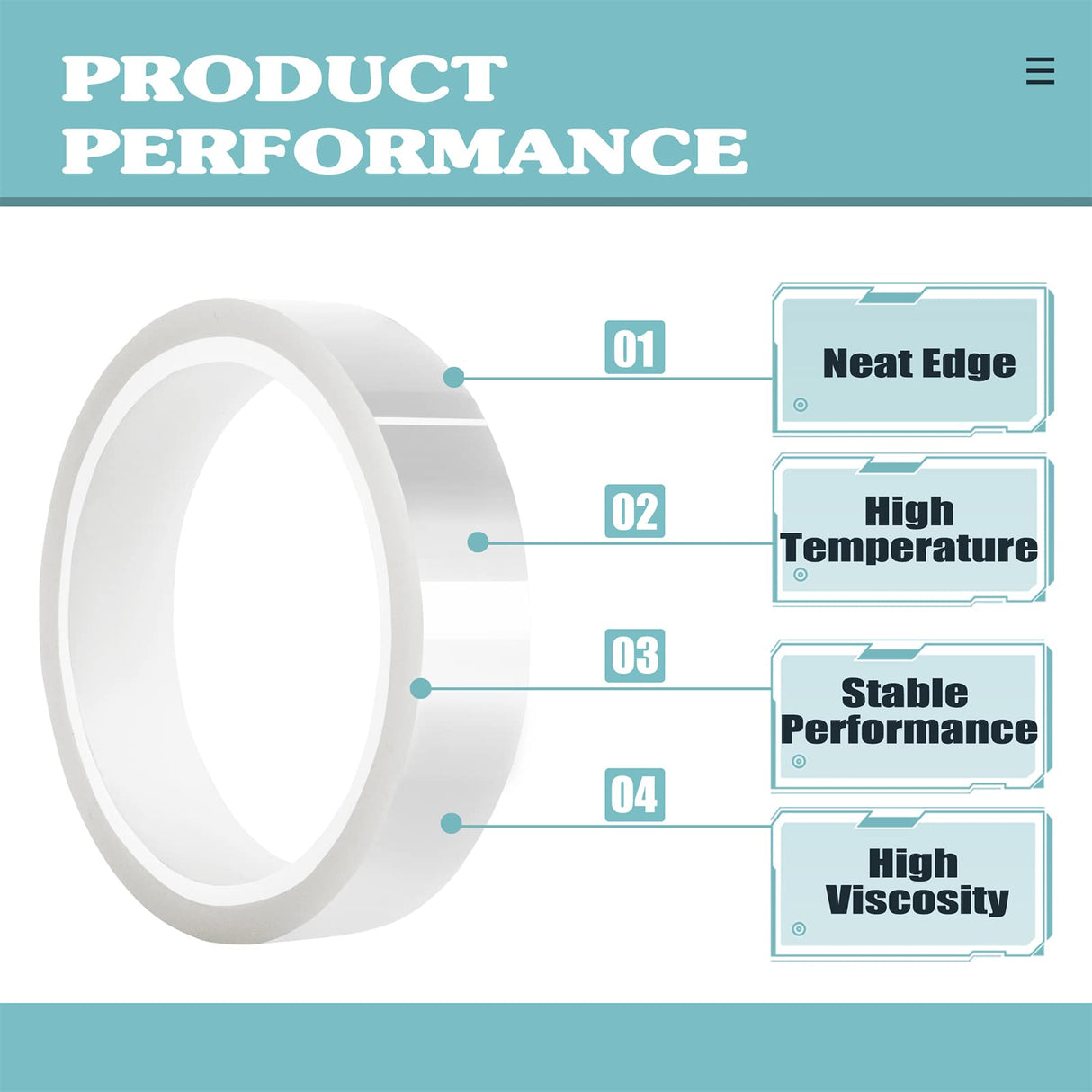 MEBMIK 4 Rolls 20mm x33m(108ft) Clear Heat Tape,Transparent High Temperature Heat Resistant Tape,Heat Transfer Tape for Heat Press and Sublimation,Heat Transfer Vinyl,No Residue MEBMIK