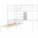 Harper & Bright Designs Twin Loft Bed with L-Shaped Desk, Convertible Loft Bed Frame, Twin Bunk Bed with Shelves and Ladder (White, Twin Loft with Desk) Harper & Bright Designs
