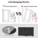 HOUROM Black Dresser, Modern 6 Drawer Double Dresser for Bedroom with Gold Knobs, Adults & Kids Wide Dressers & Chests of Drawers for Hallway, Entryway HOUROM