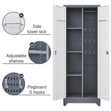 STEELIST Broom Closet, Metal Storage Cabinet with Hanging Rod, 65" Broom Tool Organizer, Metal Cabinet with Doors and Shelves, Tall Cleaning Storage for Home, Office, Garage, Balcony STEELIST
