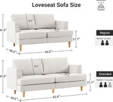 Busaurus Loveseat Sofa 56", Small Couches for Small Spaces, Mid Century Love Seat Couches for Living Room, Upholstered 2-Seater Small Couch for Bedroom, Apartment, Beige Busaurus