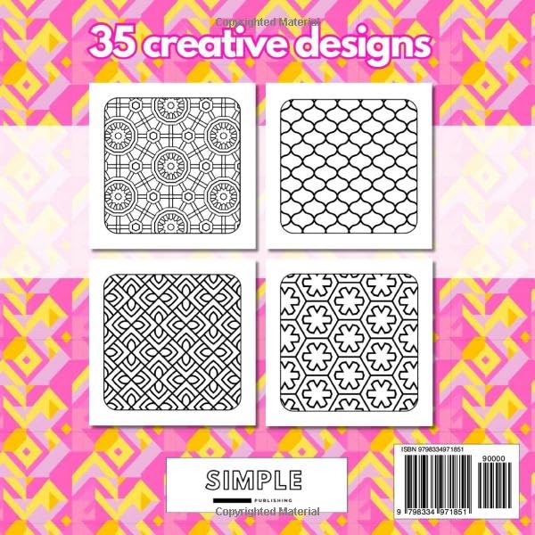 Relaxing Geometric Patterns: Coloring Book for Stress Relief, Creative Designs for Relaxation WoodArtSupply