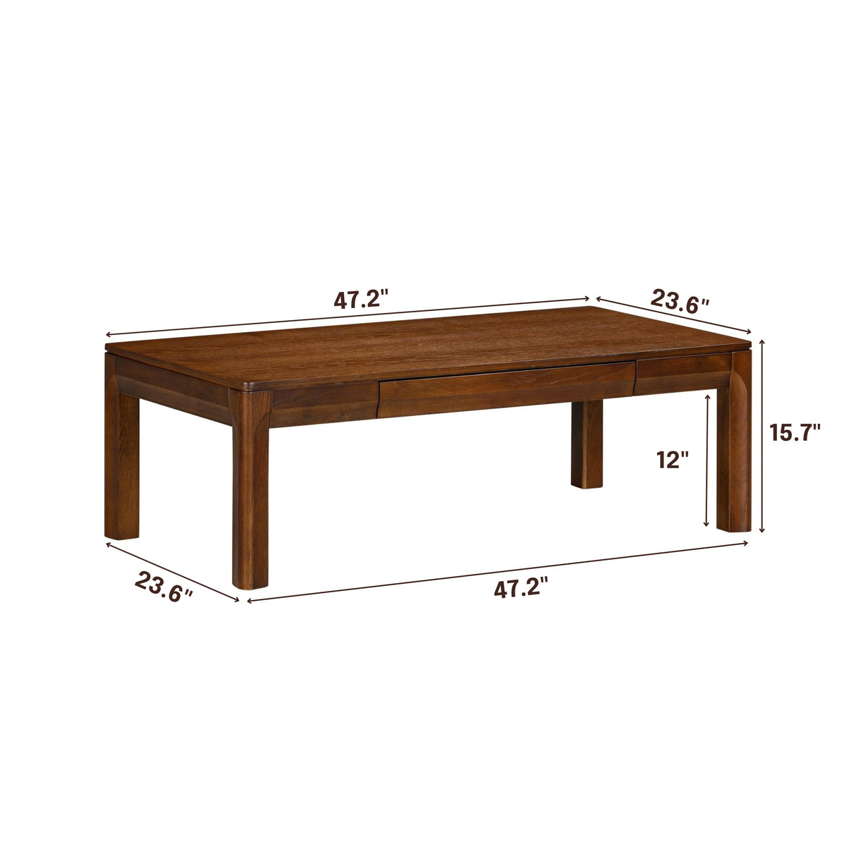 NTC Flow Modern Wooden Rectangle Coffee Table with Hidden Drawer – Waterproof & Heat Resistant, Dark Walnut NTC