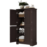 ChooChoo Bathroom Floor Cabinet, Modern Bathroom Storage Cabinet with 4 Doors and Adjustable Shelves, Freestanding Cupboard for Living Room, Espresso ChooChoo