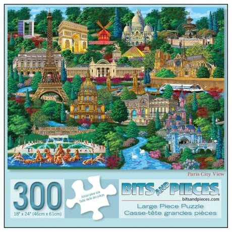 Bits and Pieces 300 Piece Puzzles for Adults - Paris City View - 300 Large Pieces 18" x 24" Jigsaw Puzzles, Eiffel Tower, No 2 Pieces Alike Bits and Pieces