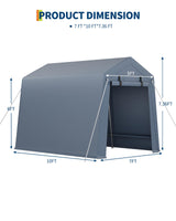 IDEALHOUSE 7x10 FT Outdoor Storage Shelter Shed Carport with Roll-Up Ventilated Zipper Door and Windows, Waterproof Portable Garage, Heavy Duty Tent Shed for Motorcycle Bike Firewood Tools IDEALHOUSE