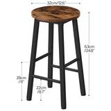 HOOBRO Bar Stools Set of 2, Counter Height Bar Stools, 24.8" Bar Stools for Kitchen Island, Industrial Kitchen Bar Chairs, for Dining Room, Kitchen, HOOBRO