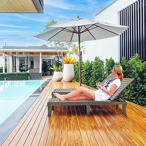 YITAHOME Chaise Outdoor Lounge Chairs with Adjustable Backrest, Multi-Functional Patio Loungers Easy Assembly & Lightweight, Waterproof Poolside Chaise Lounge with 265lbs Capacity, Set of 2, Taupe