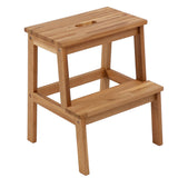 VICTORY RELAX Acaia Wood 2 Step Stool, Waterproof Wooden Step Stool for Adults, 20 Inch Tall Wood Short Footstool Suitable for Bathroom, Kitchen, Bathroom, Bedroom VICTORY RELAX
