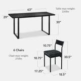 Best Choice Products 7-Piece Modern Dining Room Set, Kitchen Table Set, Dining Table w/ 6 Chairs, Upholstered Cushions, Solid Metal Frame, Curved Backrest - Black/Black Best Choice Products