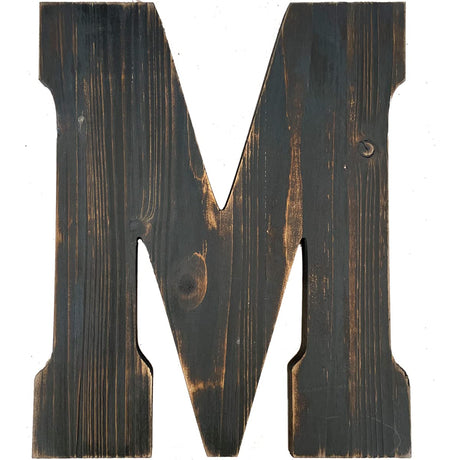 Big Letter Wall Art for Living Room, Bathroom, Bedroom, and Home Decor, Rustic Farmhouse Lettering for Family Last Names, Large Decorative Wood, 14” x 10” (Big M) ABELOTS