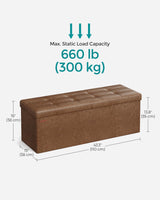 SONGMICS MAZIE Collection - 43 Inches Storage Ottoman Bench with Flipping Lid, Storage Chest with Iron Frame Support, Load 660 lb, for Living Room, Bedroom, Synthetic Leather, Coffee Brown ULSF075K01 SONGMICS