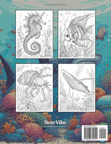 Ocean Life Coloring Book for Adults: 50+ Large Print Images Sea Life Theme for a Mindfulness and Relaxation Journey WoodArtSupply